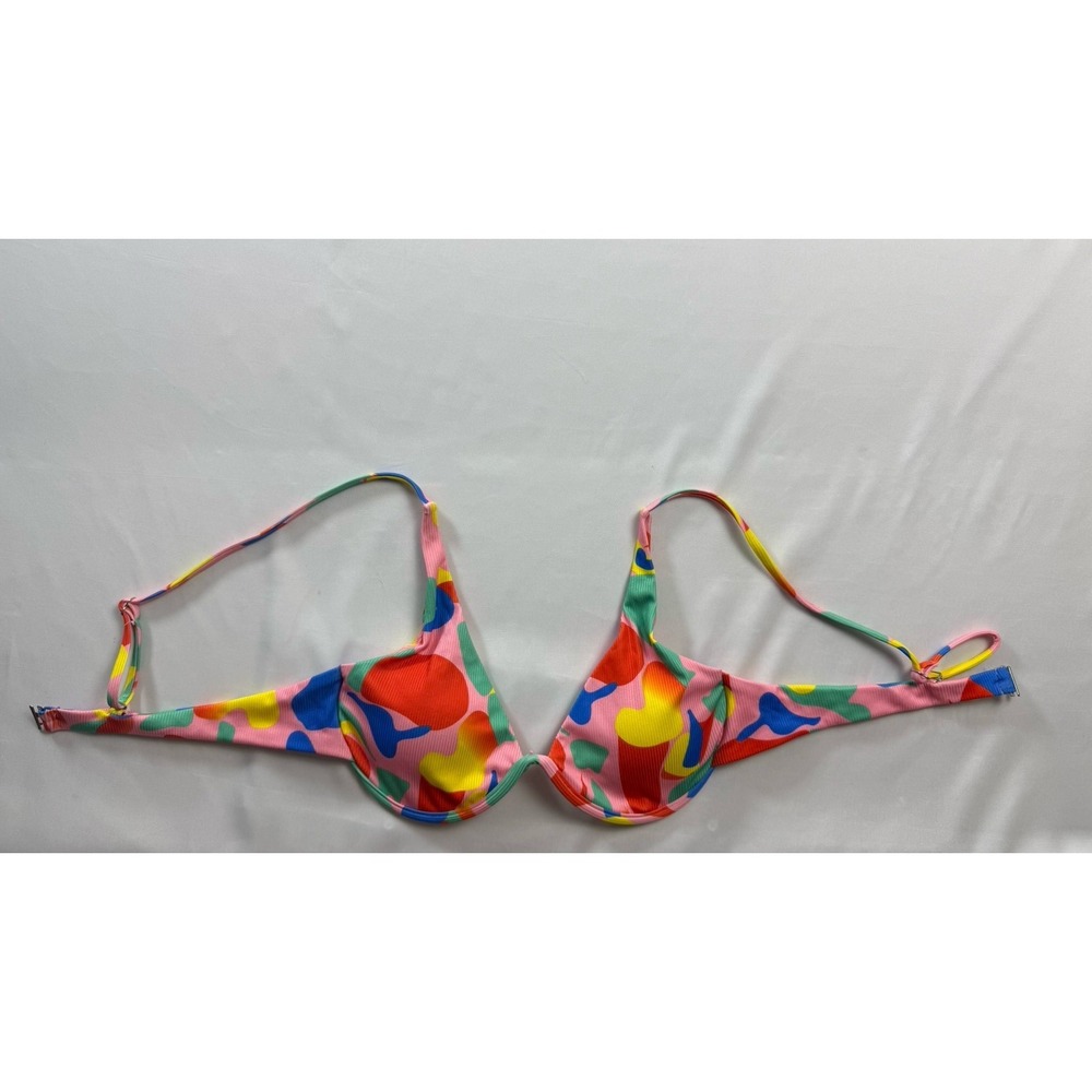 ZAFUL Women's Bikini Top Ribbed Underwire Adjustable Back Clasp Large - Picture 2 of 14